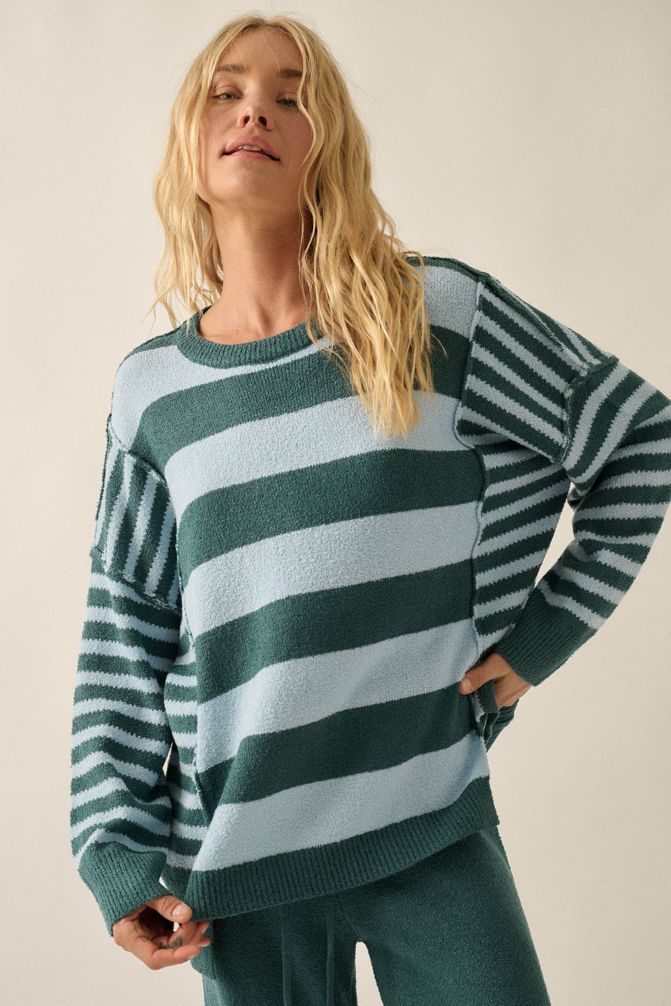 Promise the Label Paneled Striped Sweater - ShopPromesa