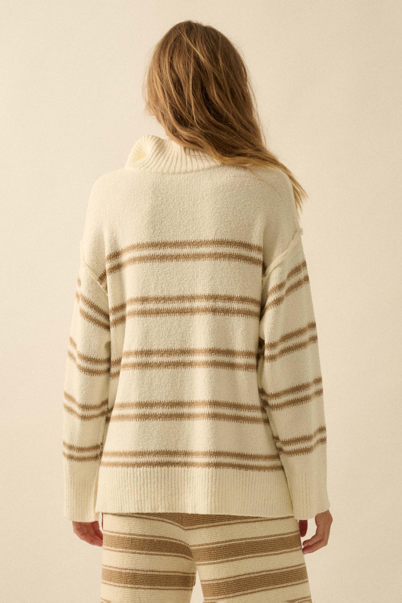 Promise the Label Striped Knit Quarter-Zip Sweater - ShopPromesa