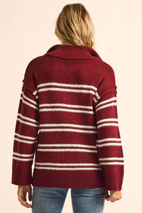 Promise the Label Striped Knit Quarter-Zip Sweater - ShopPromesa
