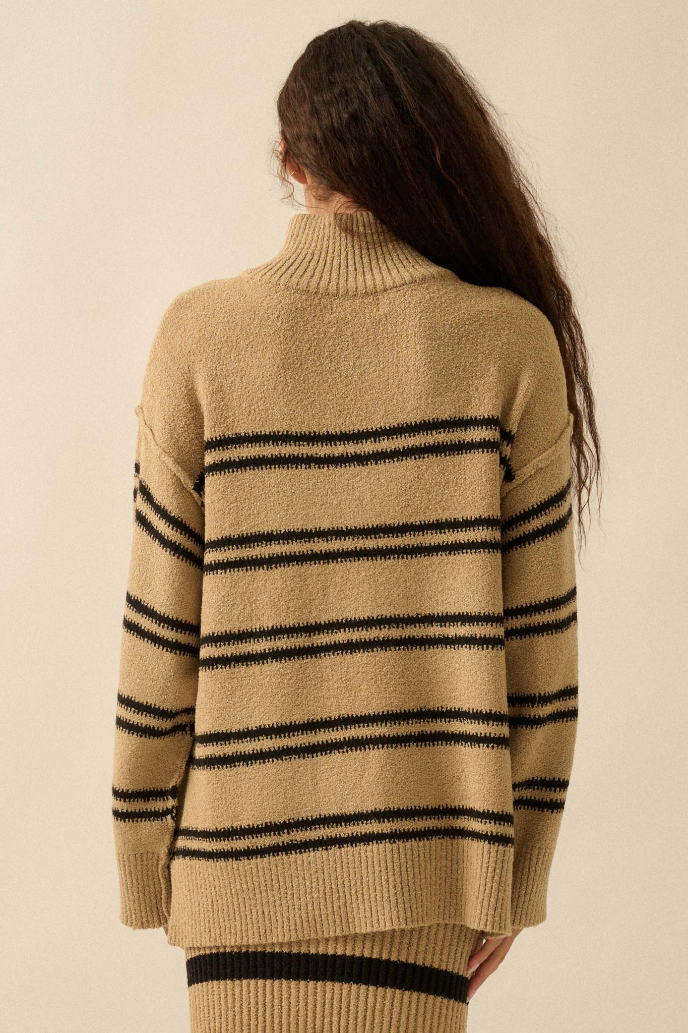 Promise the Label Striped Knit Quarter-Zip Sweater - ShopPromesa
