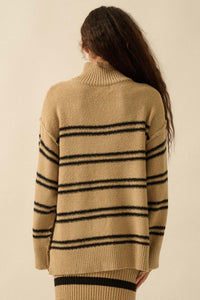 Promise the Label Striped Knit Quarter-Zip Sweater - ShopPromesa