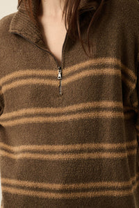 Promise the Label Striped Knit Quarter-Zip Sweater - ShopPromesa