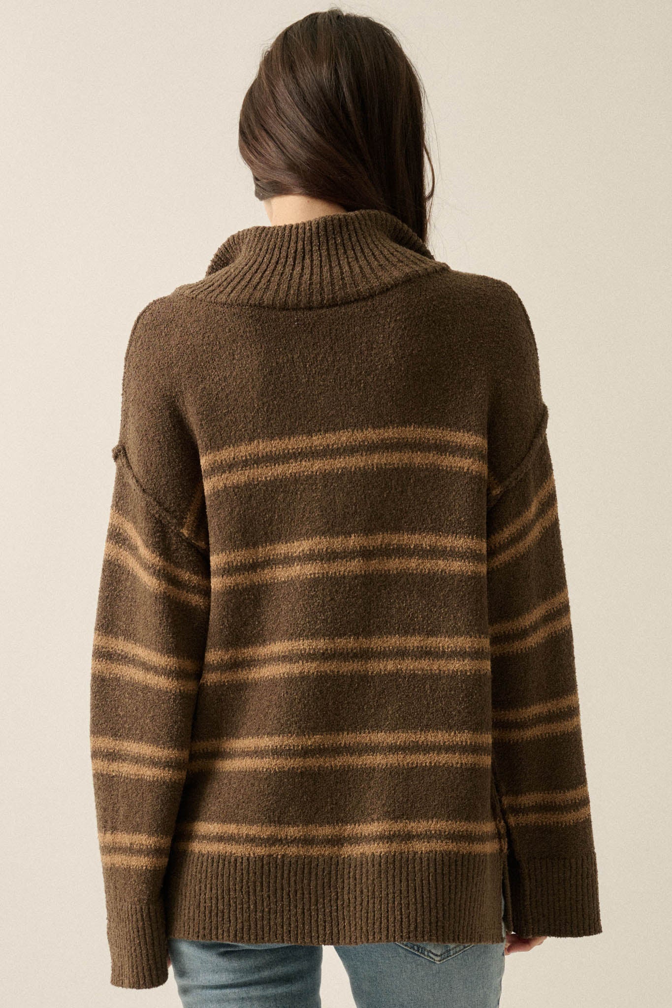 Promise the Label Striped Knit Quarter-Zip Sweater - ShopPromesa