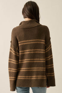 Promise the Label Striped Knit Quarter-Zip Sweater - ShopPromesa