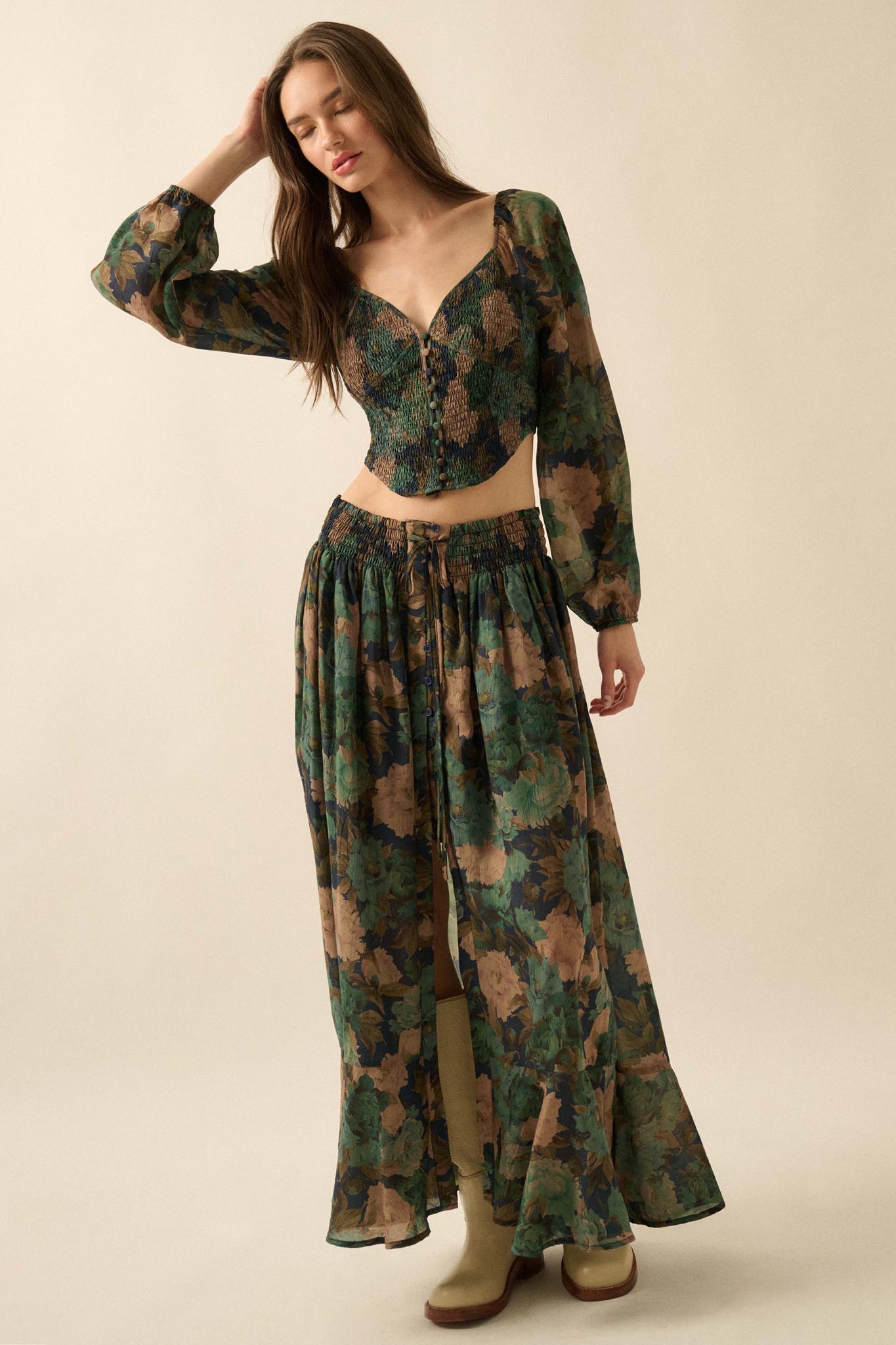 Perfumed Potpourri Smocked Sweetheart Peasant Top - ShopPromesa