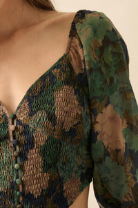 Perfumed Potpourri Smocked Sweetheart Peasant Top - ShopPromesa