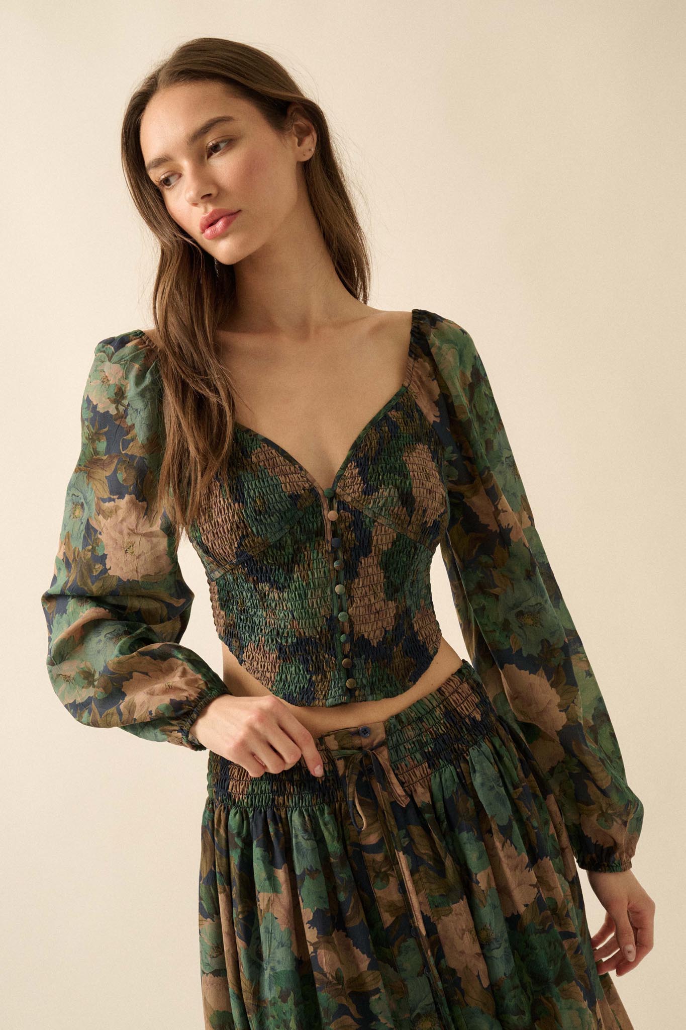 Perfumed Potpourri Smocked Sweetheart Peasant Top - ShopPromesa