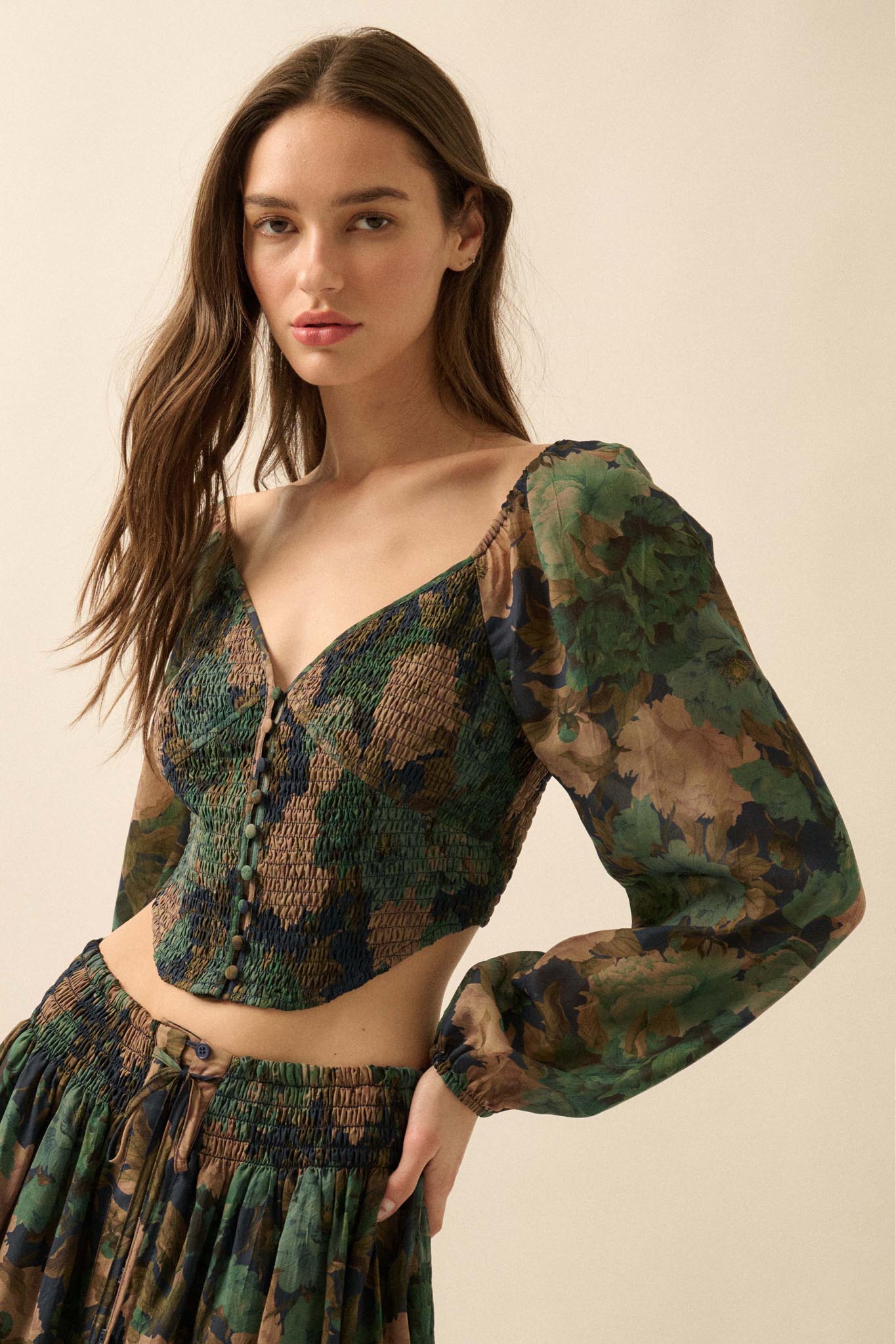 Perfumed Potpourri Smocked Sweetheart Peasant Top - ShopPromesa