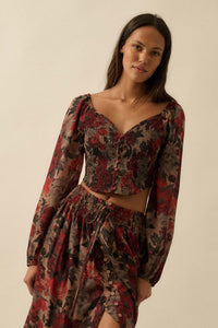 Perfumed Potpourri Smocked Sweetheart Peasant Top - ShopPromesa