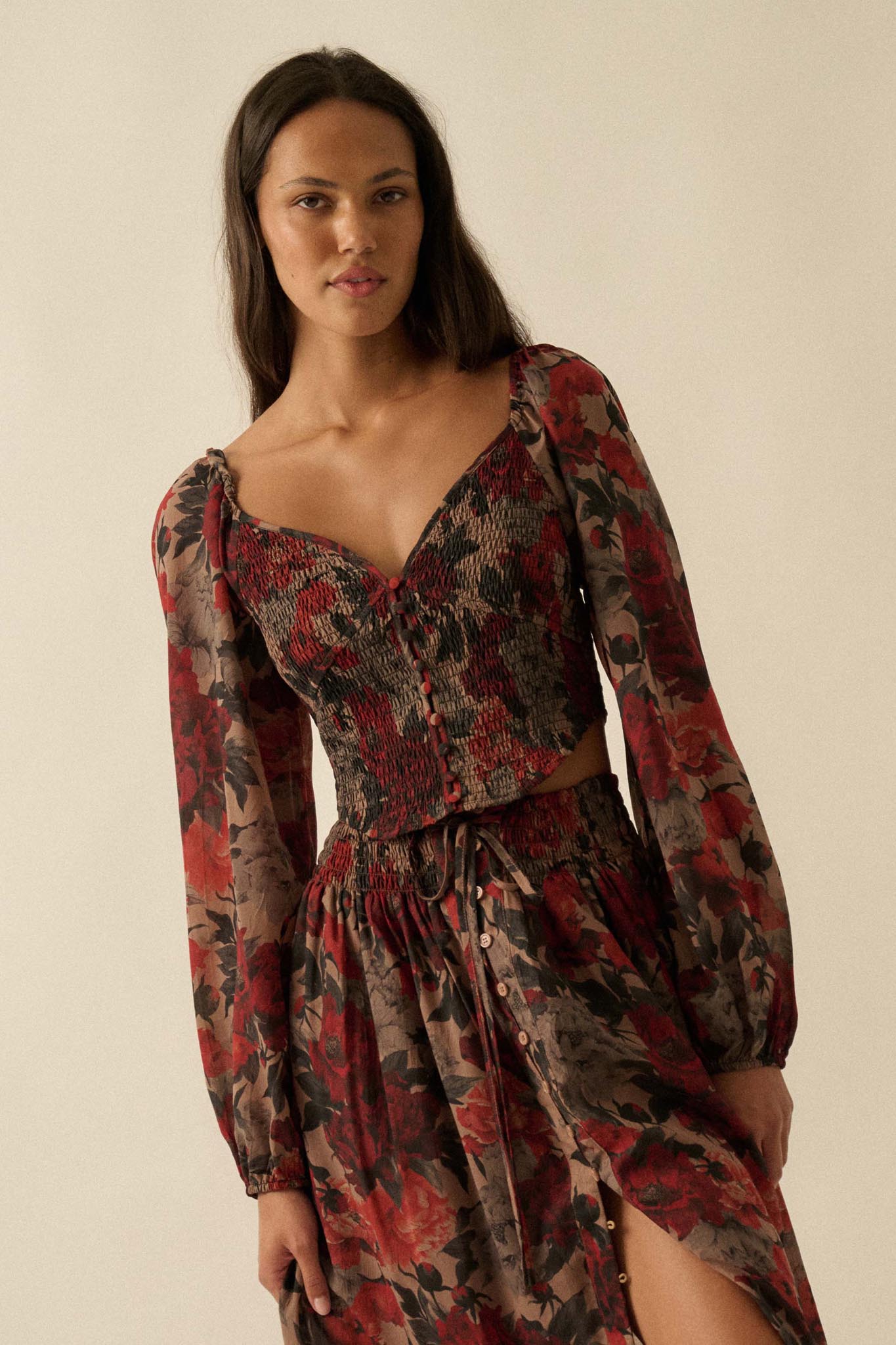 Perfumed Potpourri Smocked Sweetheart Peasant Top - ShopPromesa