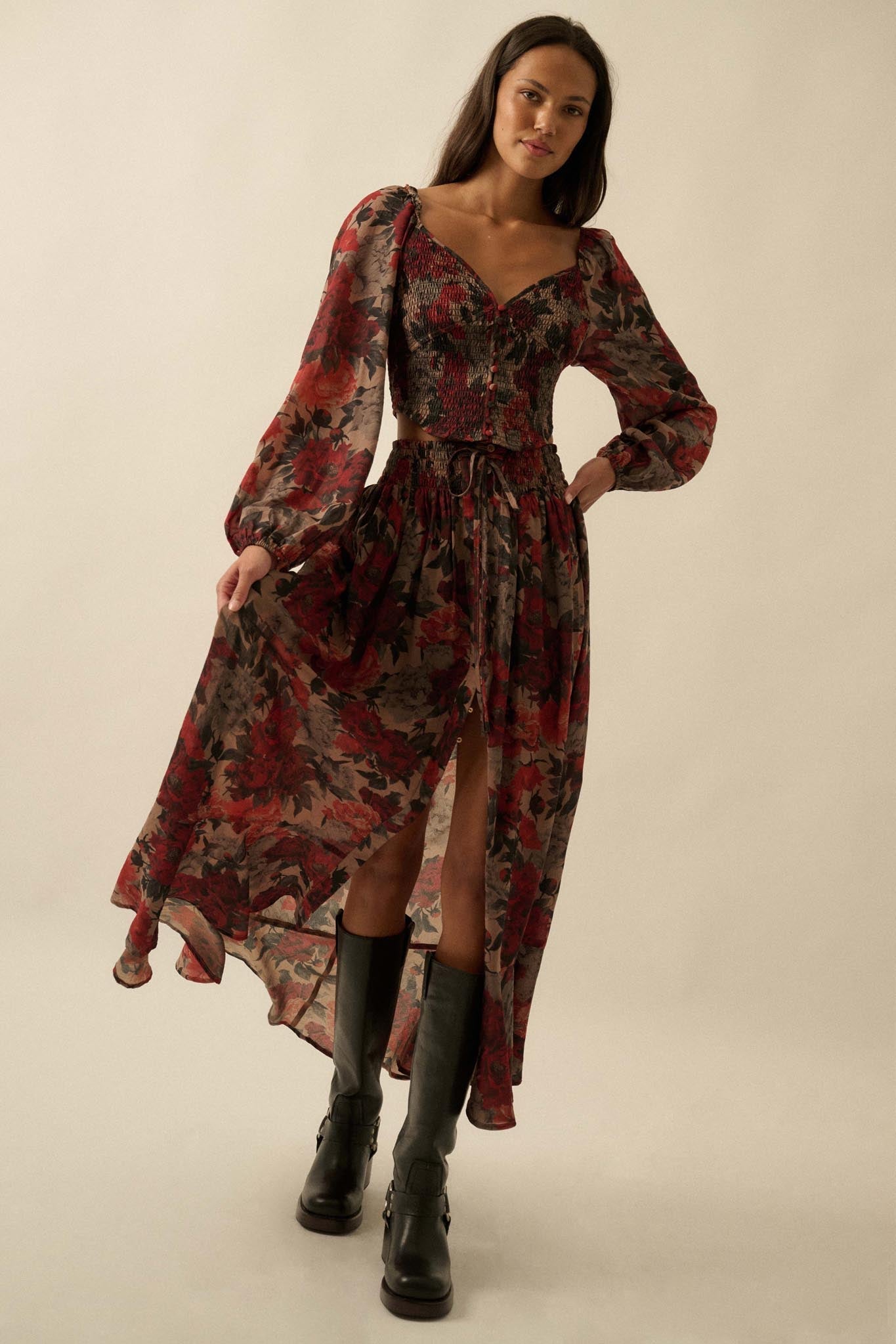 Perfumed Potpourri Smocked Sweetheart Peasant Top - ShopPromesa