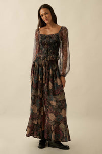 Bohemian Bliss Smocked Floral Tulle Peasant Top - ShopPromesa