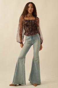 Bohemian Bliss Smocked Floral Tulle Peasant Top - ShopPromesa