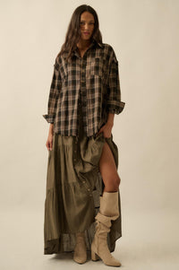 Tartan Threads Plaid Raw-Edge Button-Up Shirt - ShopPromesa