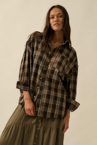 Tartan Threads Plaid Raw-Edge Button-Up Shirt - ShopPromesa