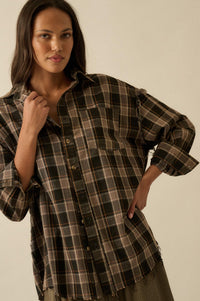 Tartan Threads Plaid Raw-Edge Button-Up Shirt - ShopPromesa