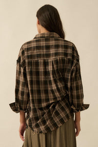 Tartan Threads Plaid Raw-Edge Button-Up Shirt - ShopPromesa