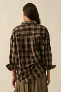 Tartan Threads Plaid Raw-Edge Button-Up Shirt - ShopPromesa