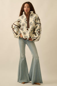 Sierra Sky Geo-Print Fleece Half-Zip Pullover - ShopPromesa