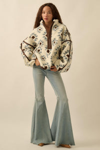 Sierra Sky Geo-Print Fleece Half-Zip Pullover - ShopPromesa