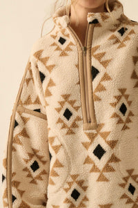 Sierra Sky Geo-Print Fleece Half-Zip Pullover - ShopPromesa