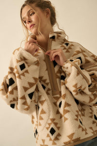 Sierra Sky Geo-Print Fleece Half-Zip Pullover - ShopPromesa