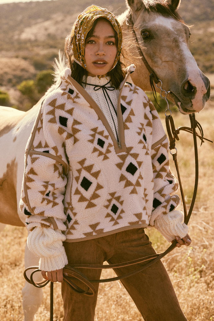 Sierra Sky Geo-Print Fleece Half-Zip Pullover - ShopPromesa