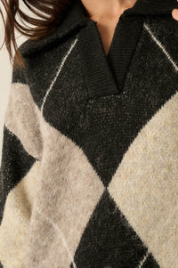 Crossing Paths Argyle Knit Collared Sweater - ShopPromesa