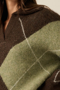 Crossing Paths Argyle Knit Collared Sweater - ShopPromesa