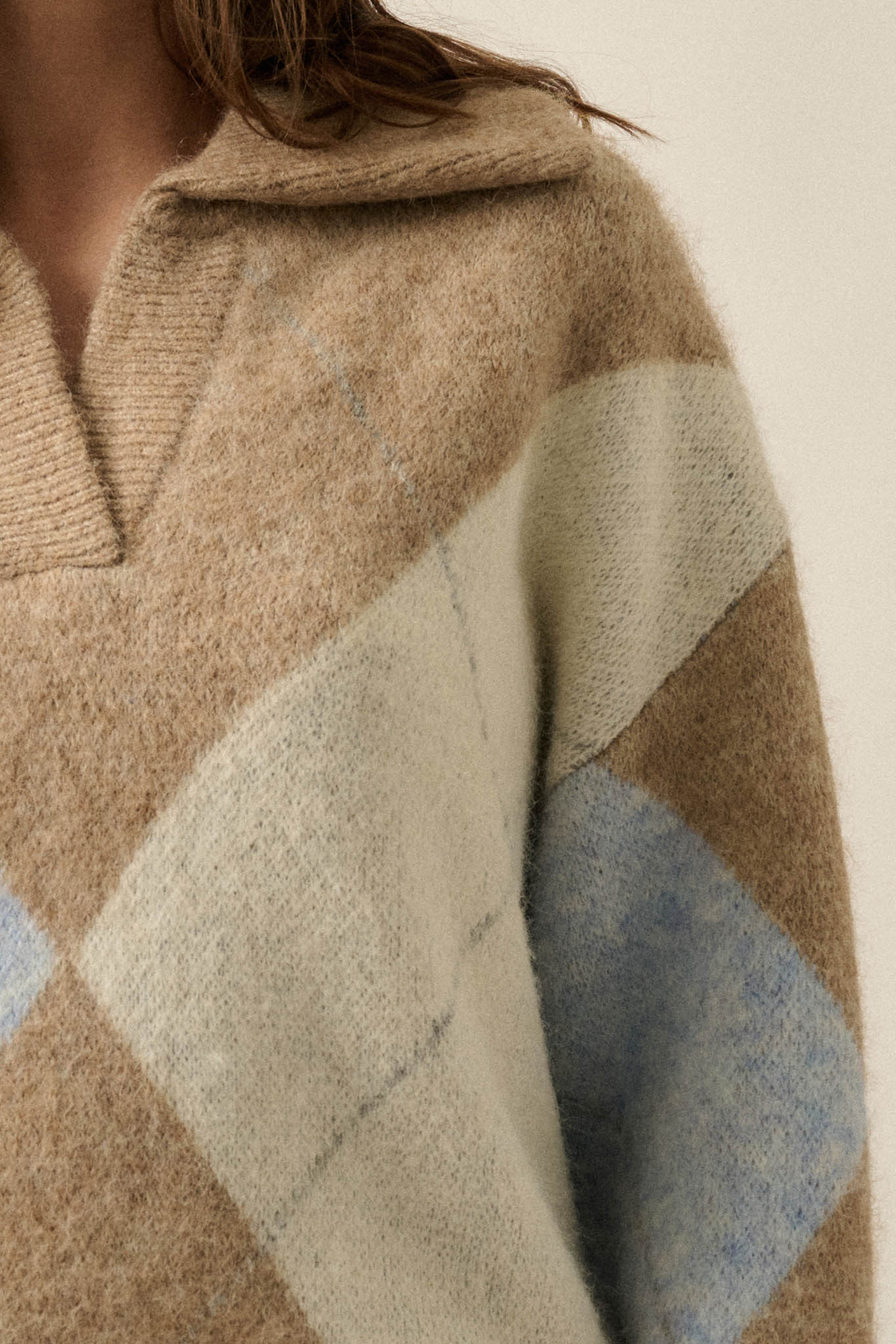 Crossing Paths Argyle Knit Collared Sweater - ShopPromesa