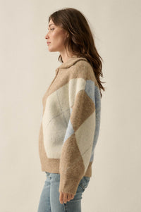 Crossing Paths Argyle Knit Collared Sweater - ShopPromesa