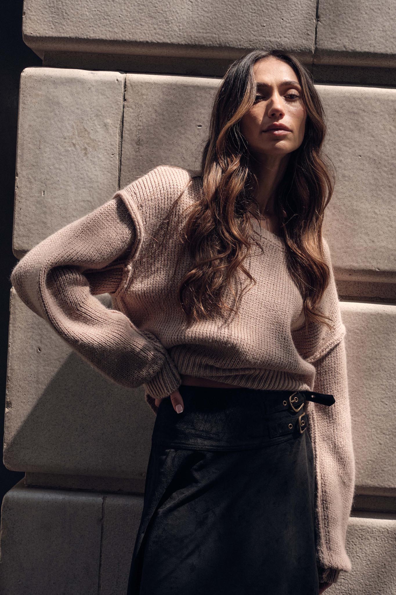 Good to Go Exposed-Seam Banded-Hem Sweater