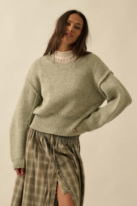 Good to Go Exposed-Seam Banded-Hem Sweater - ShopPromesa