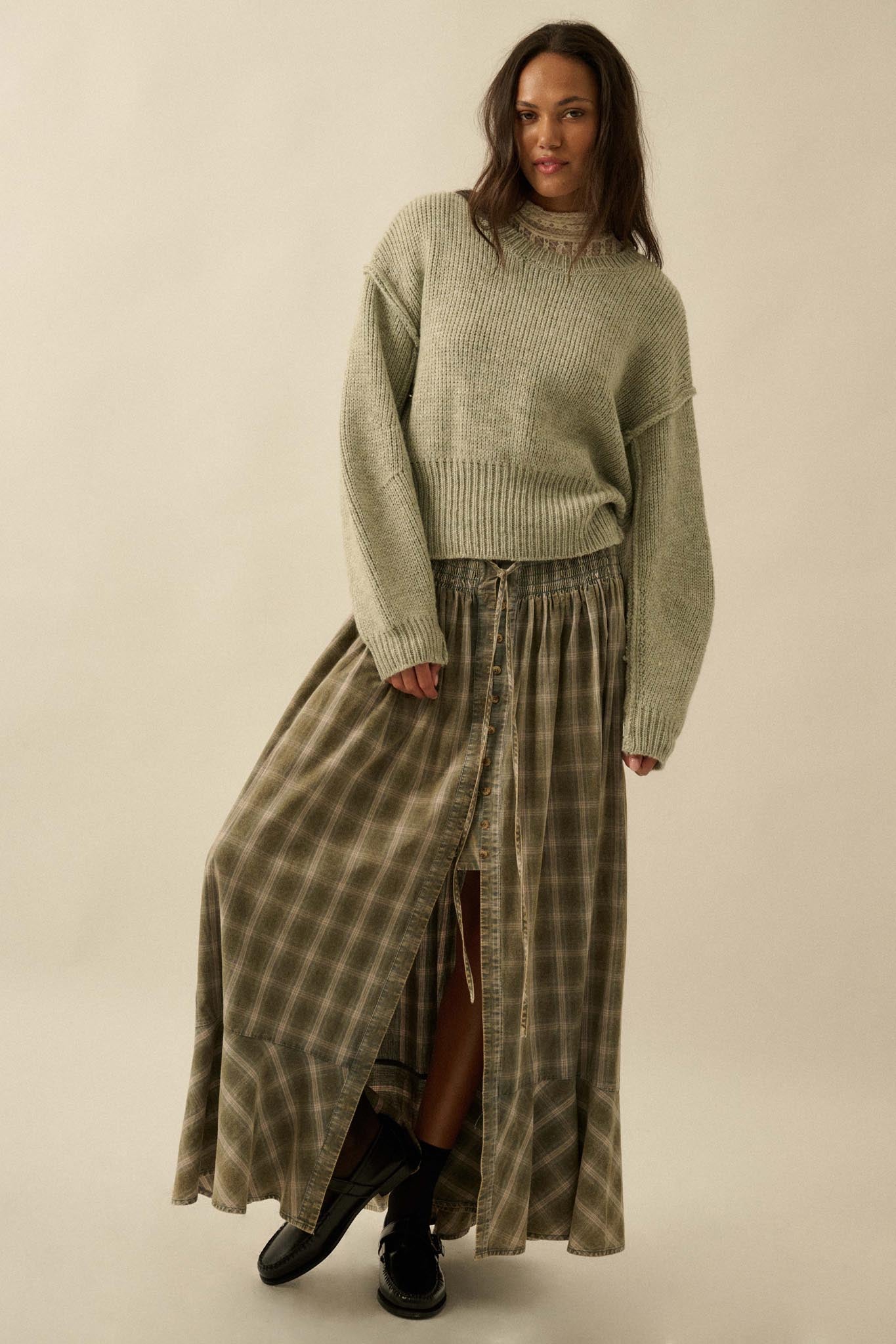 Good to Go Exposed-Seam Banded-Hem Sweater - ShopPromesa
