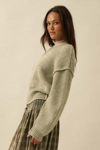 Good to Go Exposed-Seam Banded-Hem Sweater - ShopPromesa