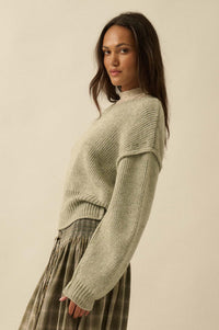 Good to Go Exposed-Seam Banded-Hem Sweater - ShopPromesa