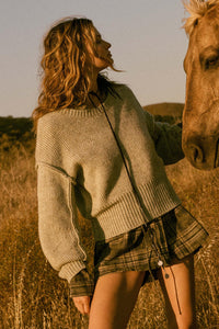 Good to Go Exposed-Seam Banded-Hem Sweater - ShopPromesa