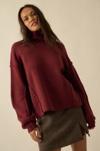Me Time Paneled Exposed-Seam Mock-Neck Sweater - ShopPromesa