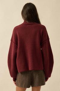 Me Time Paneled Exposed-Seam Mock-Neck Sweater - ShopPromesa
