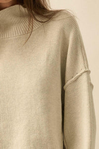 Me Time Paneled Exposed-Seam Mock-Neck Sweater - ShopPromesa