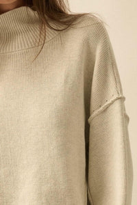 Me Time Paneled Exposed-Seam Mock-Neck Sweater - ShopPromesa
