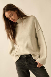 Me Time Paneled Exposed-Seam Mock-Neck Sweater - ShopPromesa