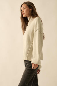 Me Time Paneled Exposed-Seam Mock-Neck Sweater - ShopPromesa