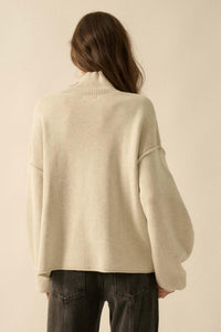 Me Time Paneled Exposed-Seam Mock-Neck Sweater - ShopPromesa