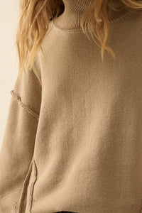 Me Time Paneled Exposed-Seam Mock-Neck Sweater - ShopPromesa