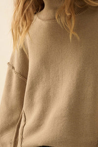 Me Time Paneled Exposed-Seam Mock-Neck Sweater - ShopPromesa