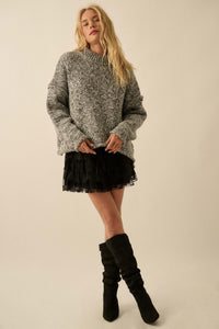 Seams to Me Marled Knit Stitch-Detail Sweater - ShopPromesa