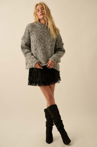 Seams to Me Marled Knit Stitch-Detail Sweater - ShopPromesa