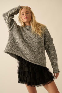 Seams to Me Marled Knit Stitch-Detail Sweater - ShopPromesa