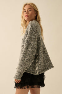 Seams to Me Marled Knit Stitch-Detail Sweater - ShopPromesa